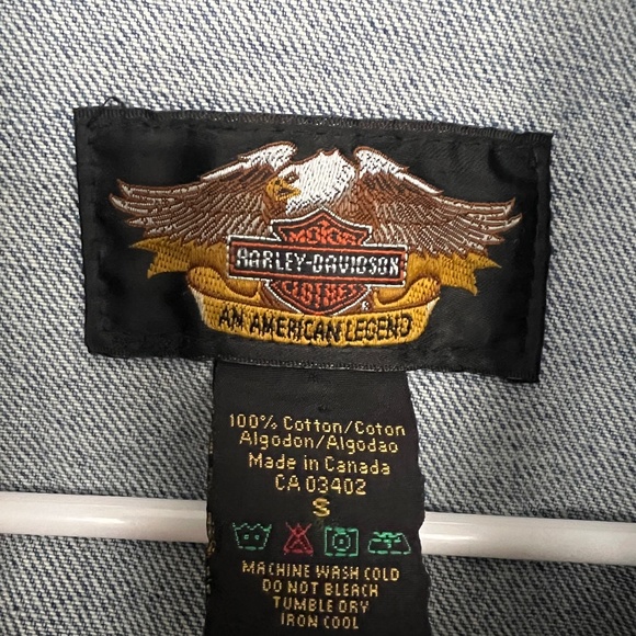 VINTAGE HARLEY DAVIDSON MOTORCYCLE BIKER DENIM VEST SIZE - Picture 4 of 4